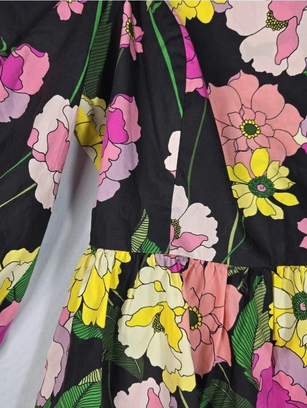 Johnny Was Jade Top Puff Sleeve Colorful Floral Peplum Smocked Size Small